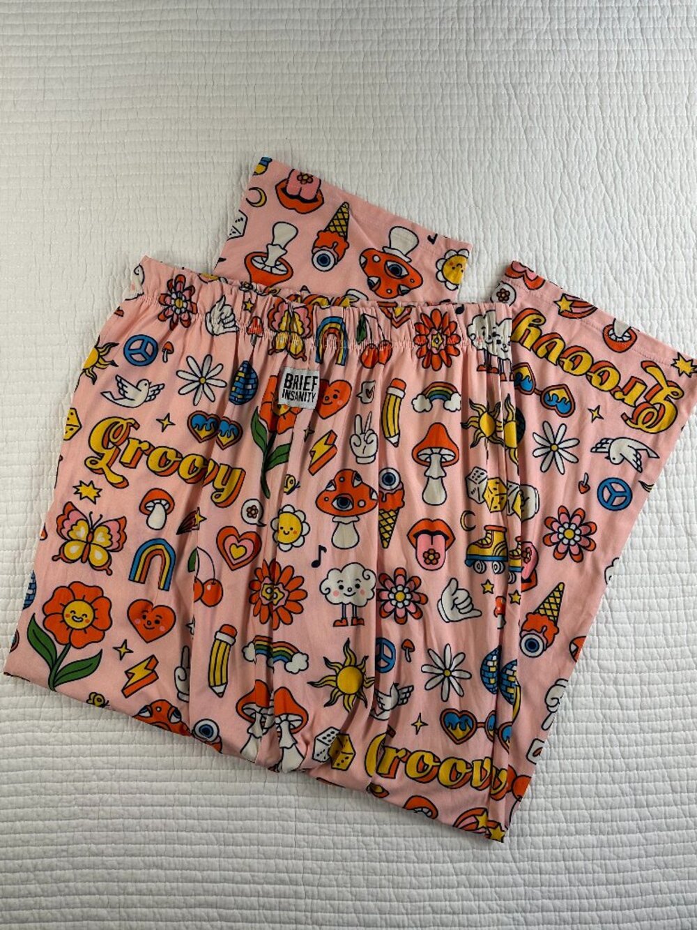 Brief Insanity Pink Groovy Hippie Lounge Pajama Pants Women's Size Large NWT - Picture 7 of 11
